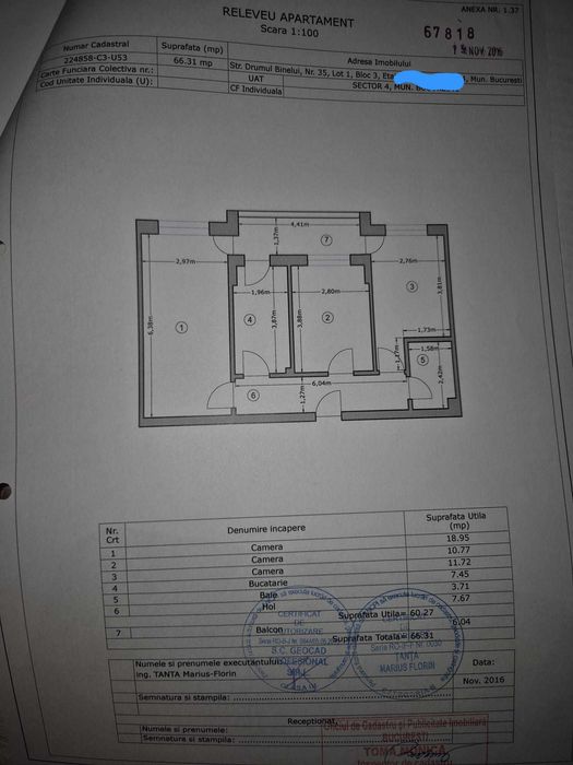 Apartament 3 camere,boxa si parcare!