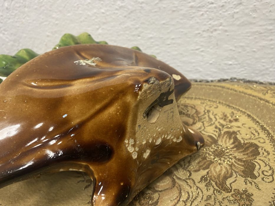 Италия майолика стенна ваза букет цветя керамика 1960