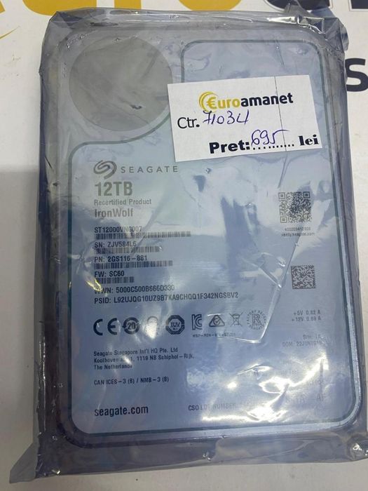 HDD Seagate IronWolf 12 TB, 7200rpm, 256MB cache -N2-