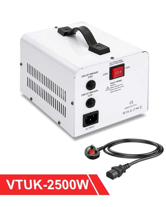 Transformator Tensiune Cantonape 2500W Convertor 220V-110V / 110V-220V Step Up Down Protectie Automata Toroidal 4 Prize US UK EU VTUK-2500W