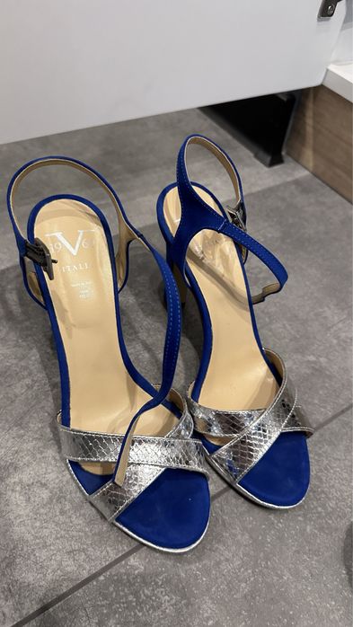 Сандали 37 номер синьо и сребърно
