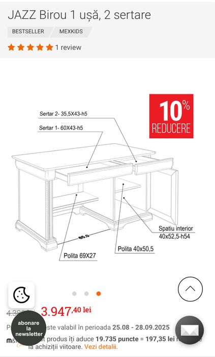 Birou si suprapozabil Jazz Mobexpert