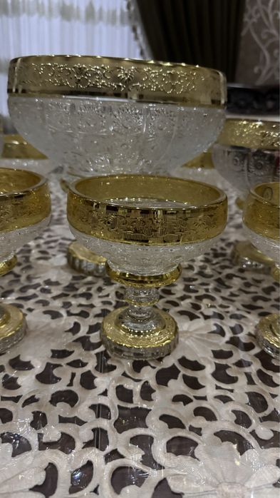 Набор богемской посуды для фруктов и сладостей.