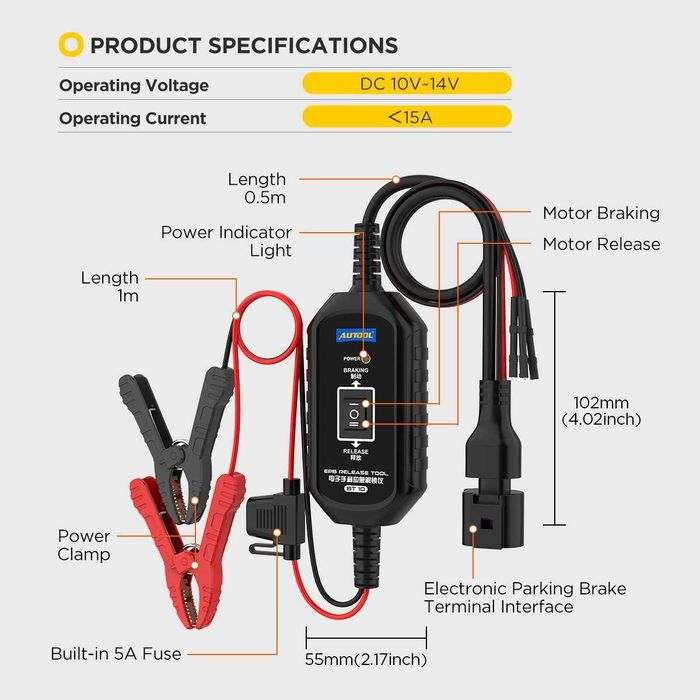Уред за отваряне и прибиране на спирачни апарати (EPB), AUTOOL BT10