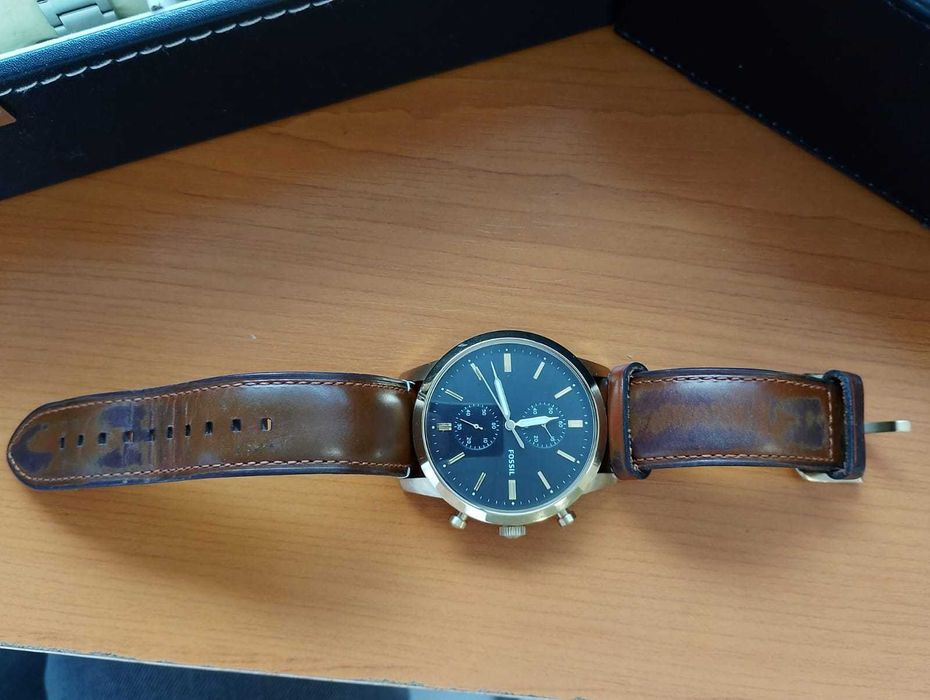 Ceas Bărbătesc Fossil Townsman Chronograph (FS5338) – Auriu & Cadran Negru, Curea Piele