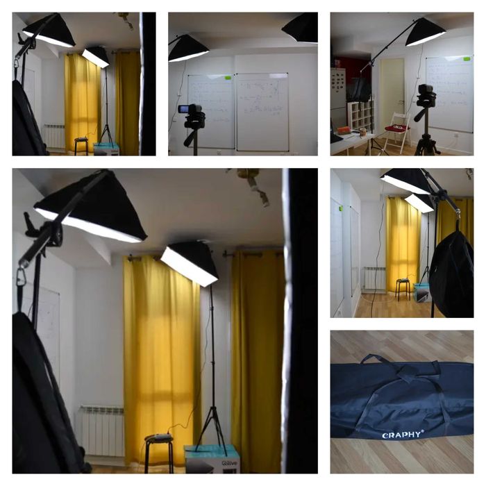 2 kituri iluminare studio foto/video CRAPHY + BPS – softboxuri, becuri, fundal