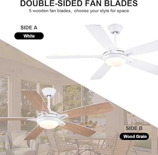 Ventilator de tavan Surtime cu iluminare ,silențios, 132 cm