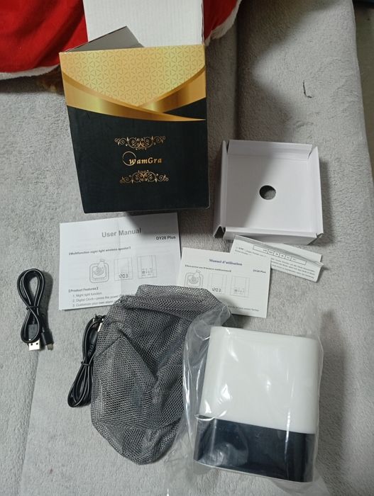 Lampă de noptieră cu ceas deșteptător, difuzor Bluetooth, lumină de no