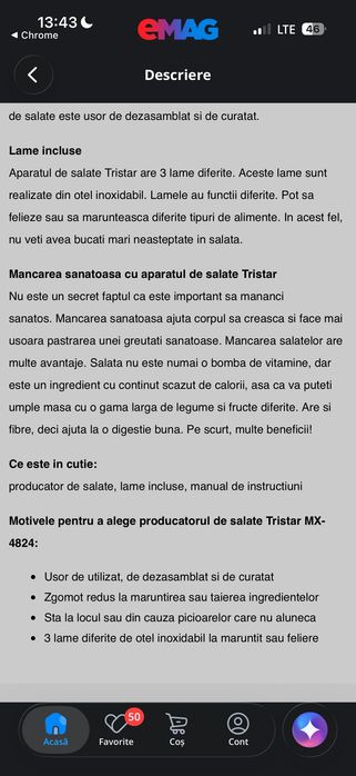 Razatoare electrica  Tristar cu garantie