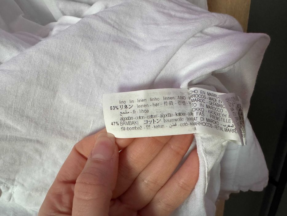 Бяла риза от Zara, 53% лен/ 47% памук, XS Оувърсайз