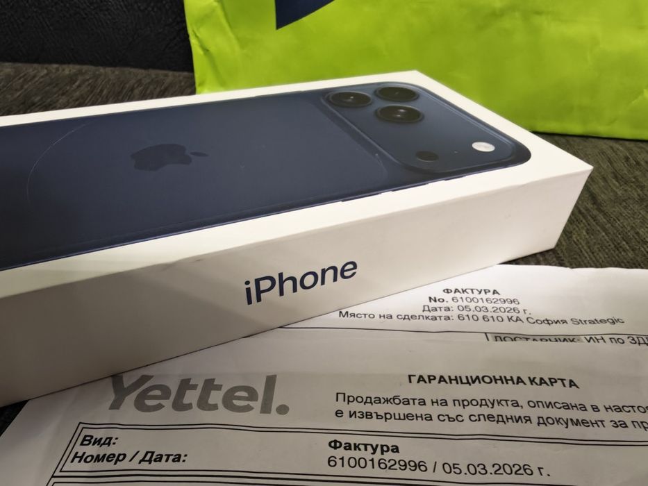 ЗАПЕЧАТАН 2TB iPhone 17 Pro Max Yettel Гаранция 3г. 2029 Blue