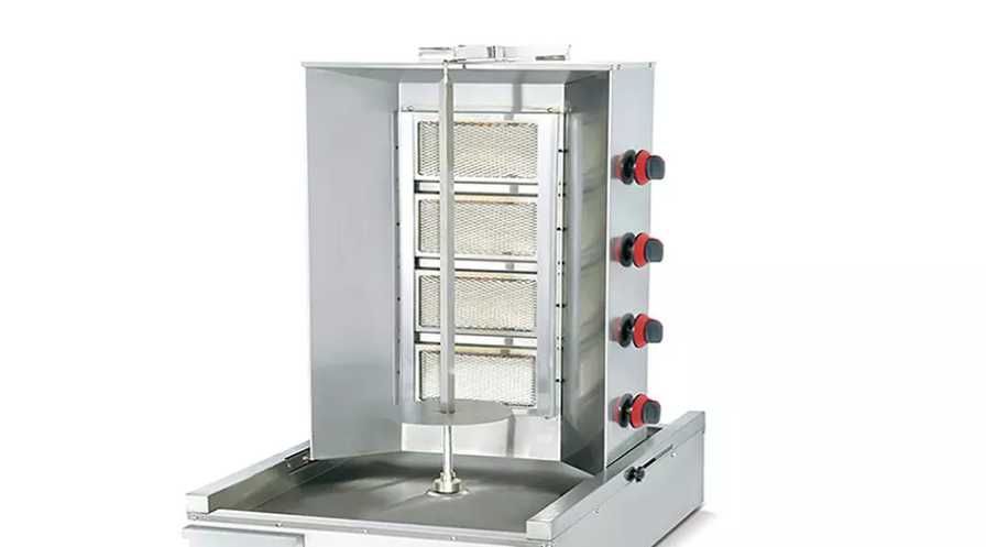 Aparat shaorma gaz GPL, INOX, rotisor kebab gaz 3 arzatoare