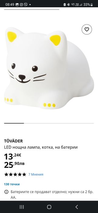 Ikea нощна лампа котка