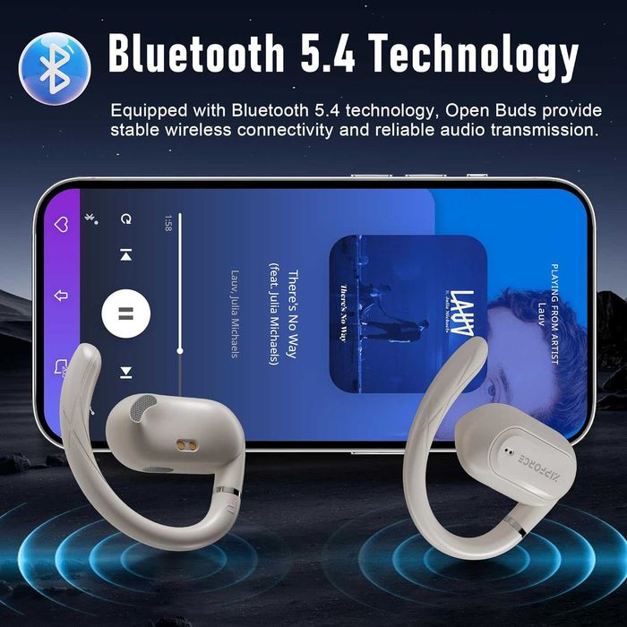 ZIPFORCE безжични слушалки с отворено ухо, Bluetooth 5.3, IPX6, жълти