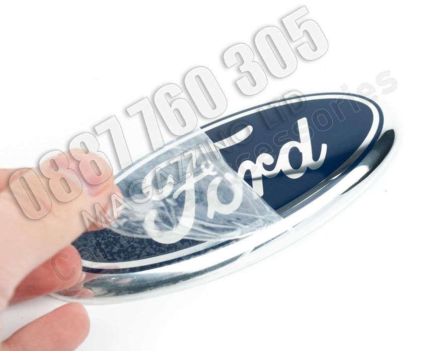 Емблема за Форд 144 145 мм. Черупка Алуминий Овална Самозалепваща