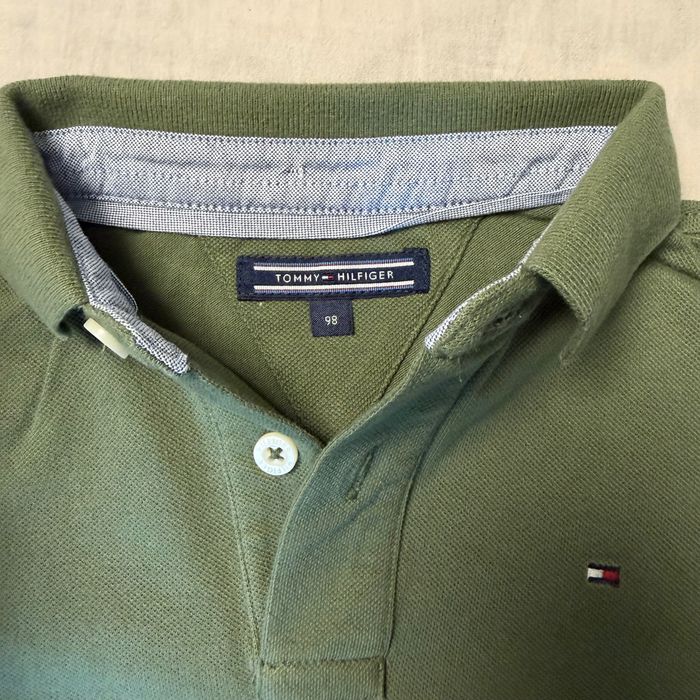 Bluză polo cu mânecă lungă, kaki, Tommy Hilfiger, 98 cm