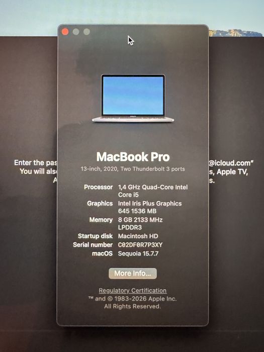 MacBook Pro 13” Touch Bar 2020, 256Gb