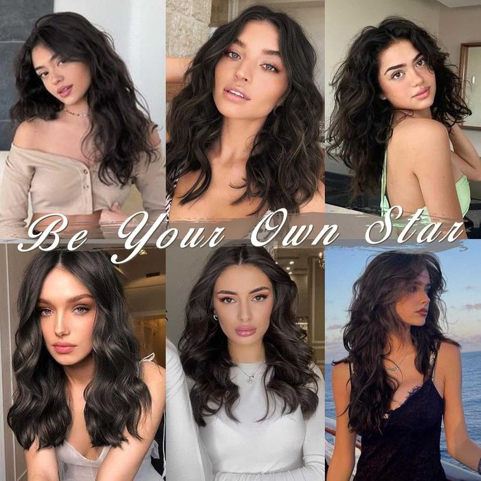 5 броя тъмно кафяви синтетични екстеншъни на вълни 50 см