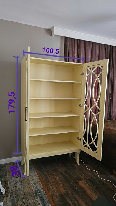 Масивен Шкаф/Етажерка цвят слонова кост