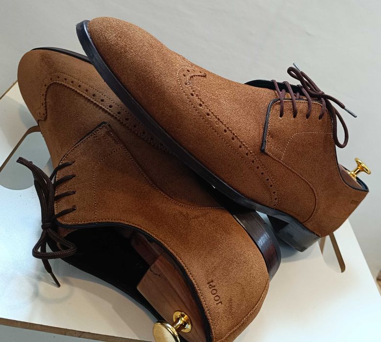 Pantofi derby 43 43.5 brogue suede JOOP ! piele naturala moale camel