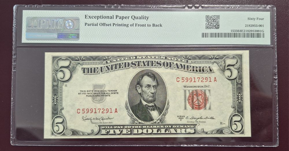 Bancnota 5 dolari 1953 eroare SUA
