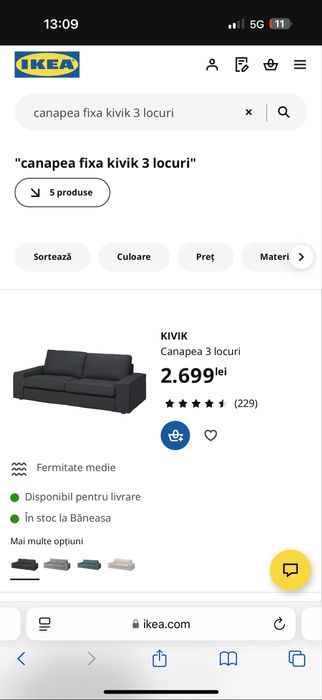 Canapea fixă Kivik 3 locuri ikea.