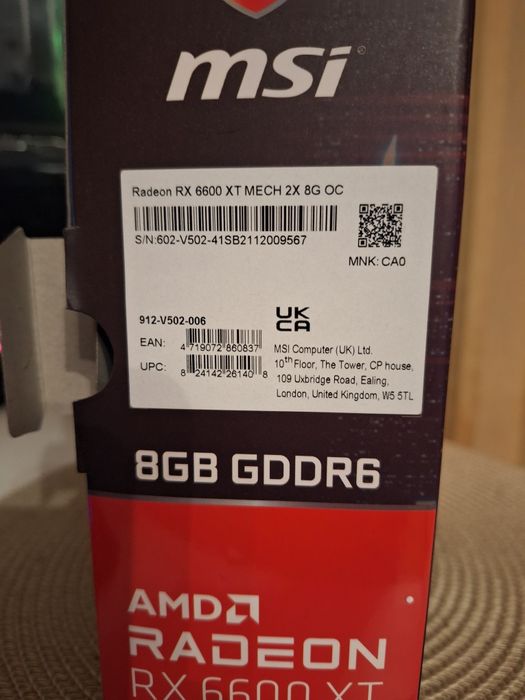 AMD Radeon RX 6600 XT 8GB  MSI MECH