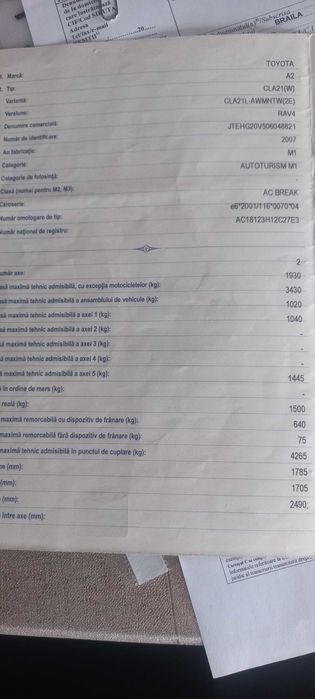 VandToyota rav 4,  2.0 diesel 4×4 an 2007