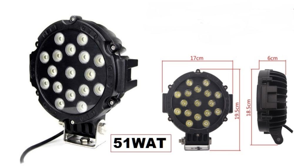 Led auto proiector SPOT (lumina direcționată) 51W / 19.5cm / 12V/24V