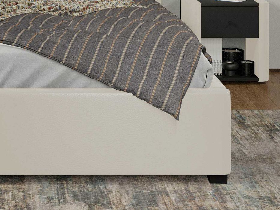 Pat Tapitat Cico 190 rabatabil 170 x 114 C1 din piele/stofa Alb Nube 1