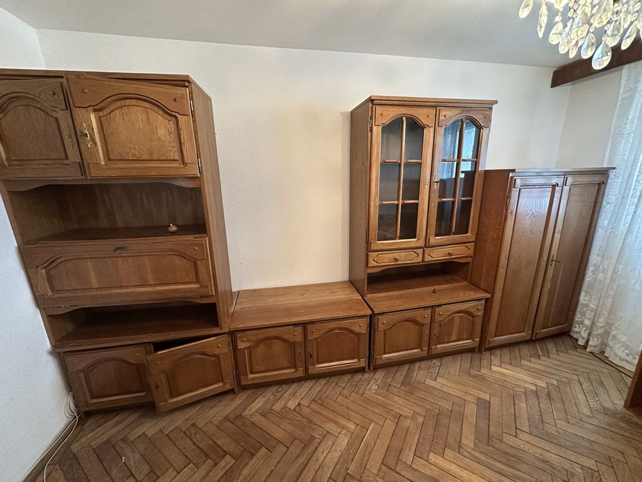 Mobila sufragerie/living, lemn masiv stejar+canapea+ 2 fotolii cadou