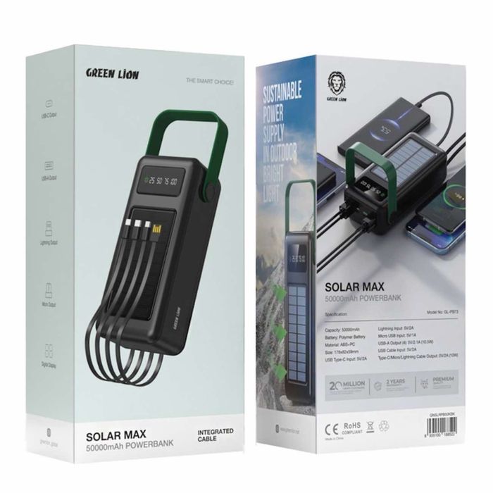 Power bank 80000mah внешний аккумулятор с солнечной панелью