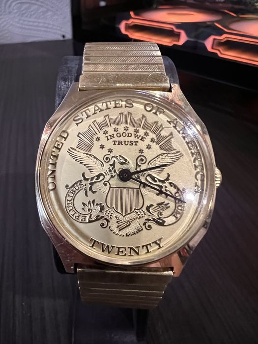 CEAS DE MÂNĂ BĂRBĂTESC PLACAT CU  AUR -editie cu blazonul de 20 USD - anii 1970/1980