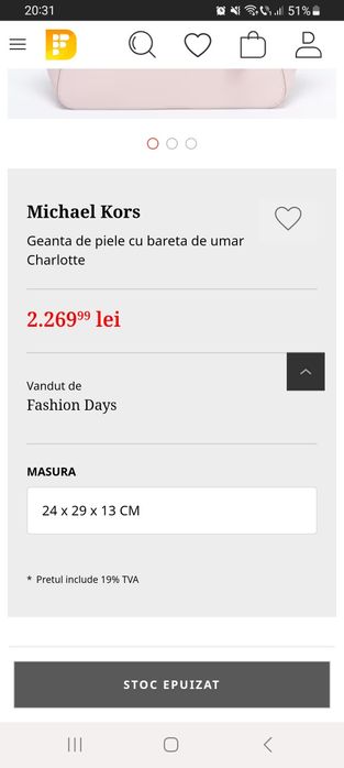 Vand geanta Michael Kors roz pal