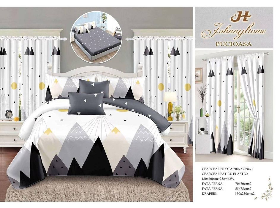 Lenjerie de pat finet 6 piese + două draperii