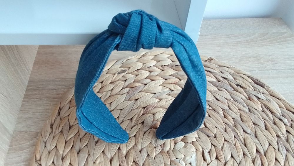 Диадеми с възел  от син / черен деним