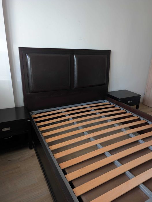 Set Mobila Dormitor Lemn Masiv – Pat Matrim + Comodă + 2 Noptiere