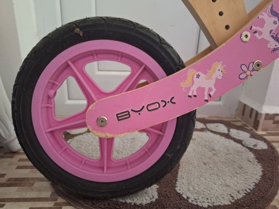 Дървено колело за баланс BYOX Woody розово 2бр
