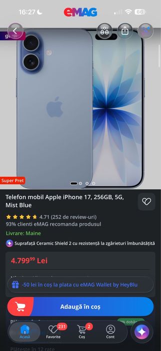 iPhone 17 256gb Mist blue