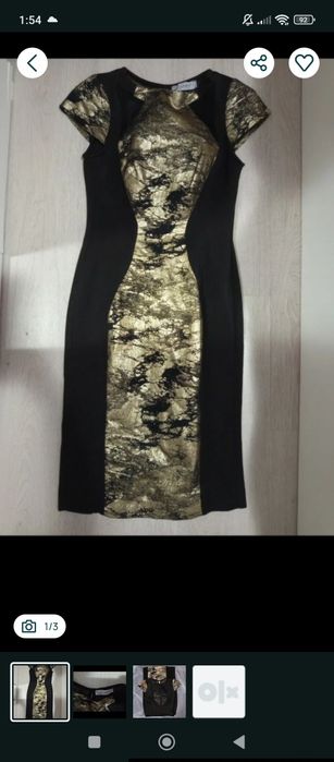 Rochie neagra cu model auriu