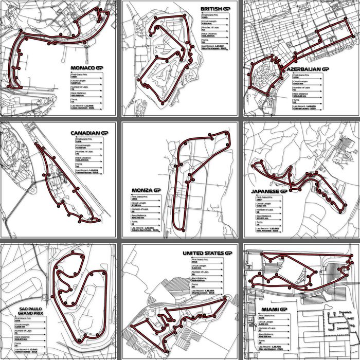 Tablou Circuit 3D Formula 1 Mclaren, Mercedes, Ferrari, Red Bull