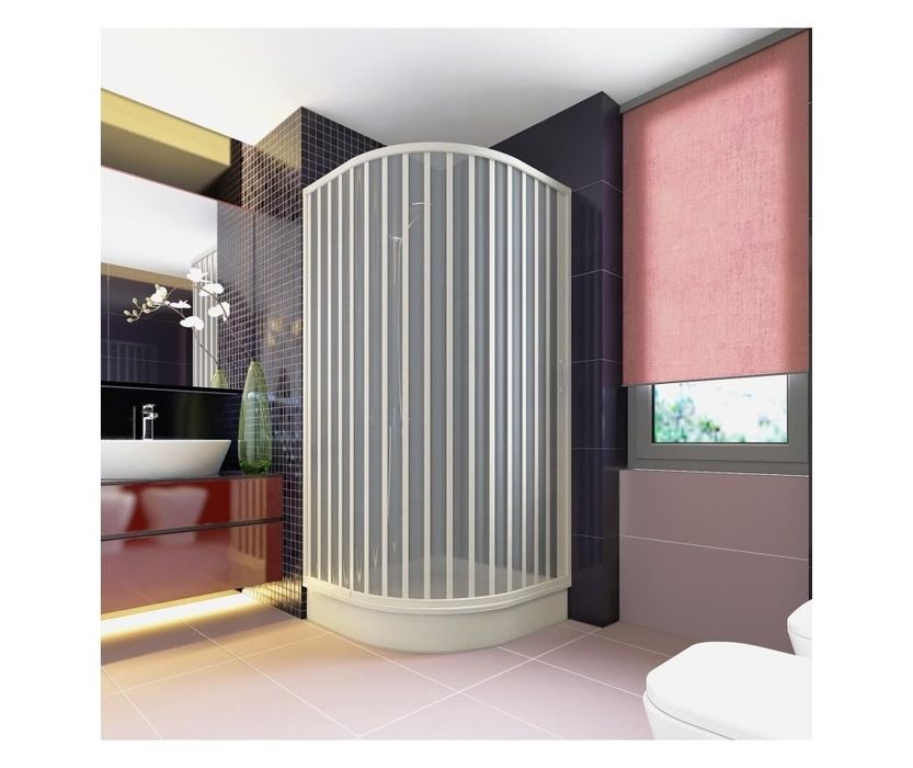 Cabina dus semirotunda, PVC, pliabila, 78-90 x 78-90 x h 184 cm, Alb