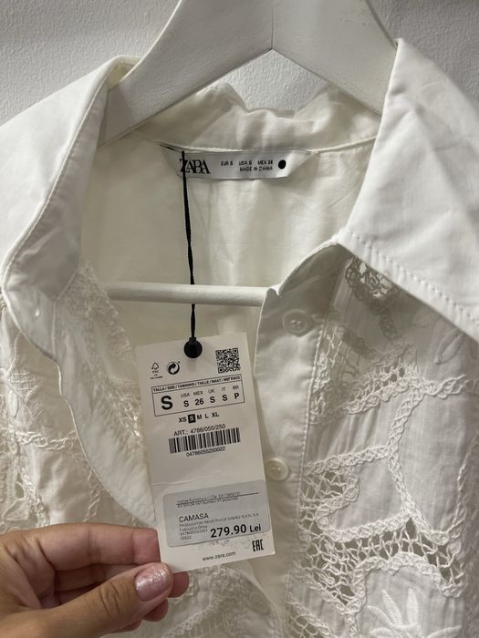 Camasa Zara din bumbac cu dantela