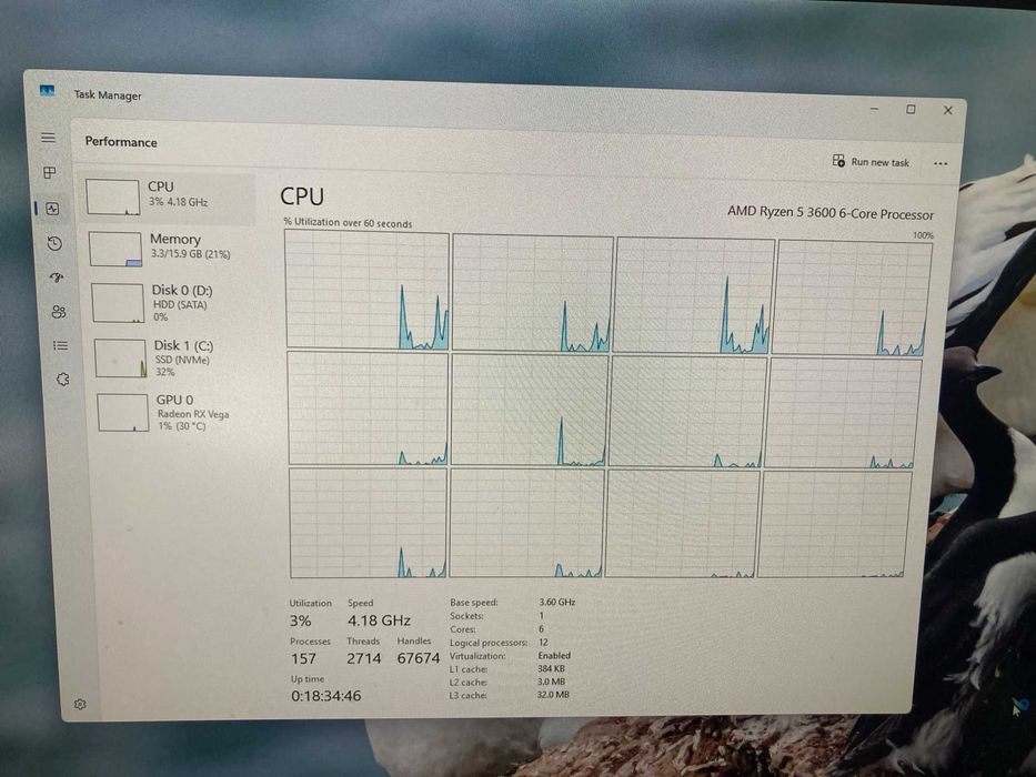 Геймърски Ryzen 5 3600 ,Vega64 8GB,16GB RAM,256 m.2 SSD+1TB HDD
