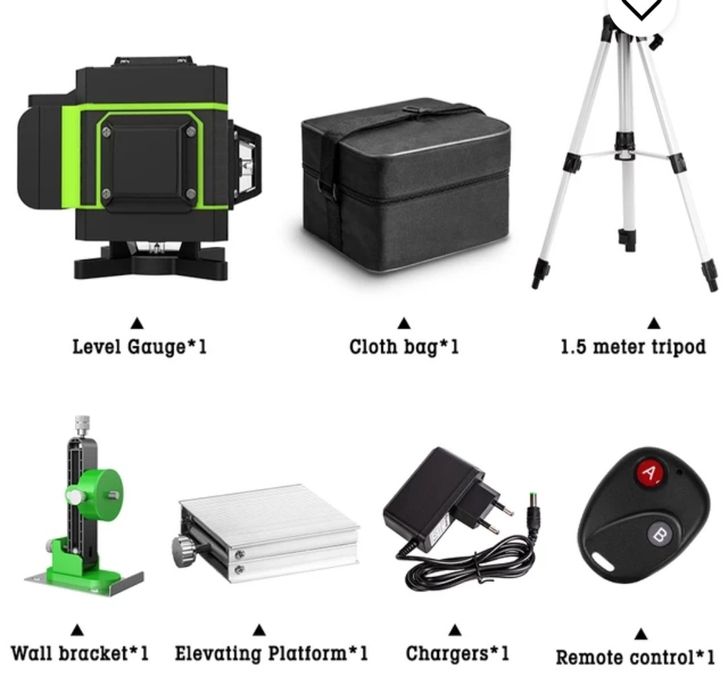 4D лазерен нивелир с 16 линии самонивилиращ се,с две батерии,зе