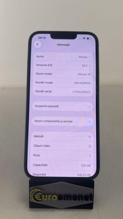 Telefon mobil Apple iPhone 14, 128GB, 5G / 75 % Bat -A-