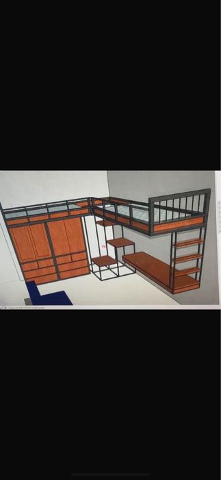 Кровать метал/ЛДСП  лофт