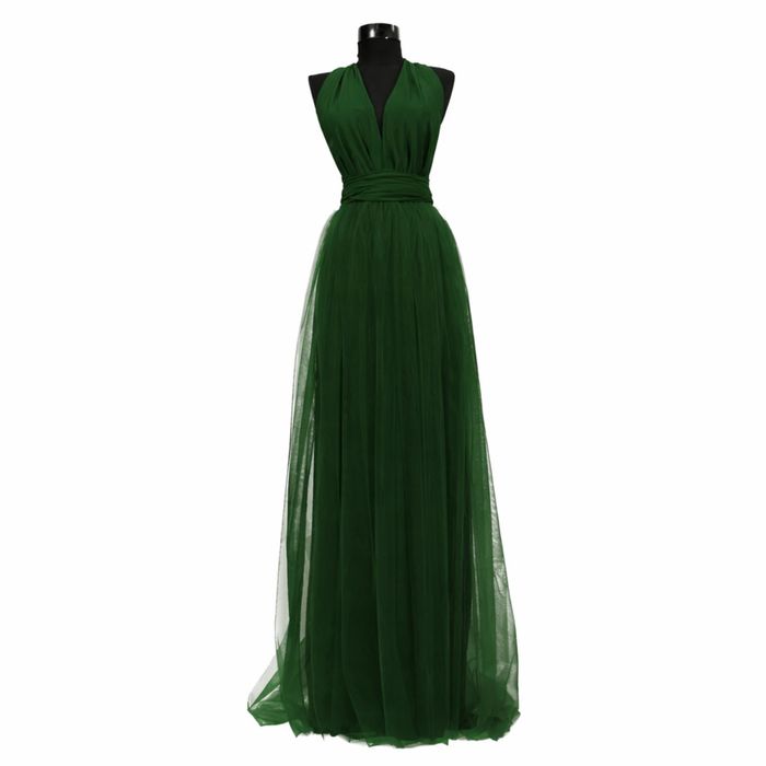 Set de 7 rochii elegante verde smarald cu tull