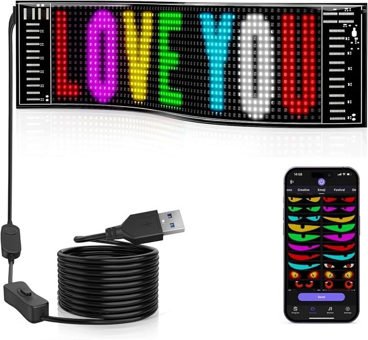 Qnoavve LED Matrix гъвкав рекламен панел 37х9