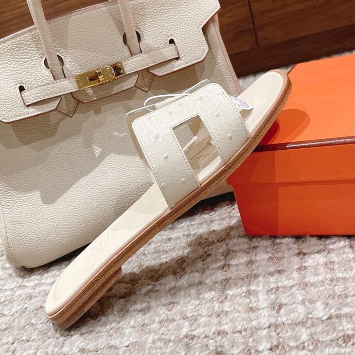 Papuci hermes piele ostrich (strut)